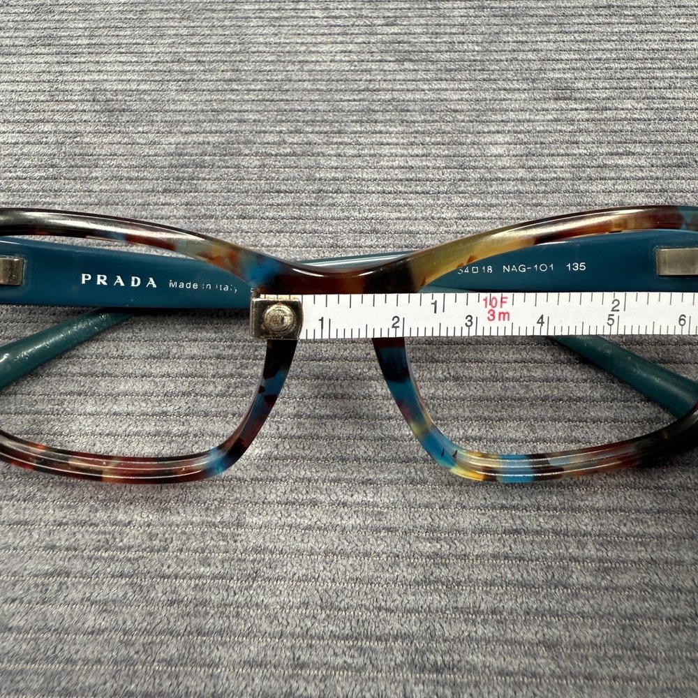 Prada NAG-1O1 Tortoise Teal Rectangular Eyeglasses Frames Italy BP30353232 - Picture 14 of 16